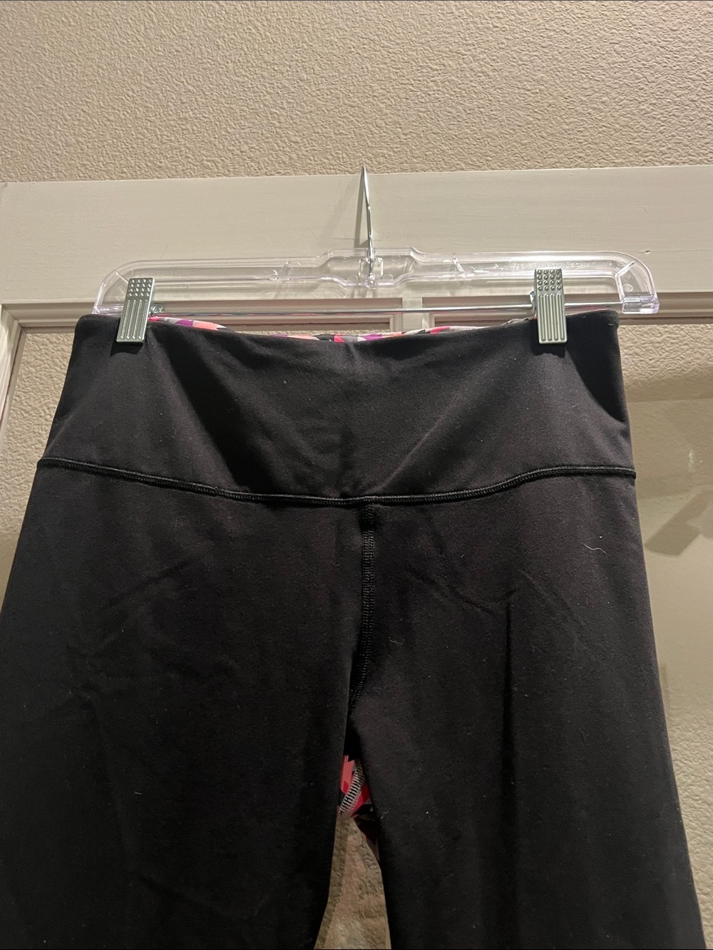 Victoria's Secret Black Capri Leggings with Pink Waistband Detail - Picture 3 of 7